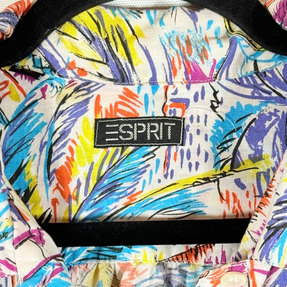 Vintage Esprit Women Small Shirt Tropical Euro Beach Resort Sailboat Multicolor - Picture 8 of 9